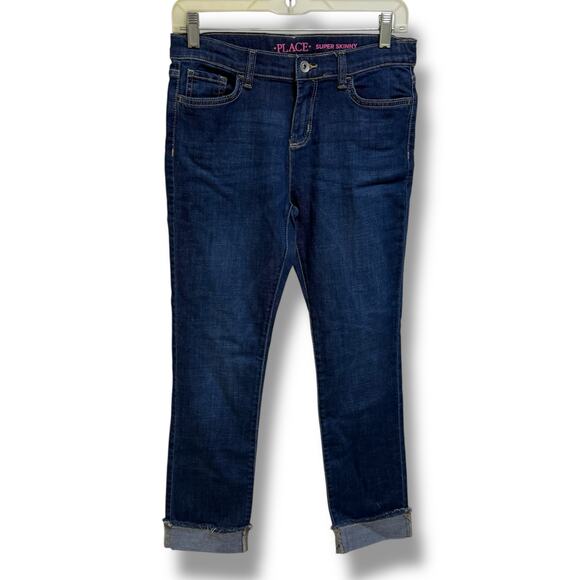 Children's Place Girls Super Skinny Dark Cuffed Jeans Size 14 NEW - Picture 1 of 9